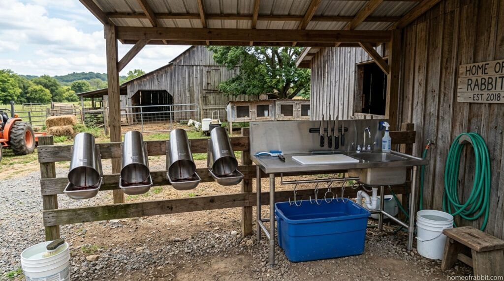 What rabbit processing equipment is needed for a small farm? What rabbit processing equipment is needed for a small farm?